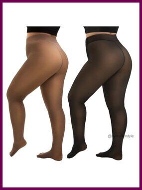 Plus Size Fleece Lined Thermal Tights High Waist Winter Leggings